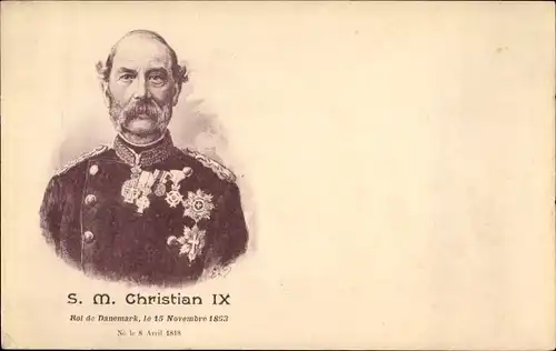 Ak König Christian IX. von Dänemark, Portrait