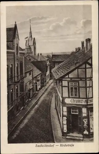 Ak Stadtoldendorf in Niedersachsen, Blick in die Kirchstraße, Geschäft