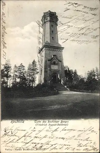 Ak Rochlitz an der Mulde, Turm des Rochlitzer Berges, Friedrich August Denkmal