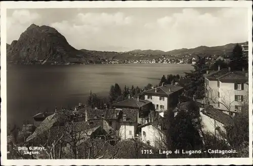 Ak Castagnola Cassarate Lugano Kt. Tessin, Lago di Lugano, Panorama vom Ort