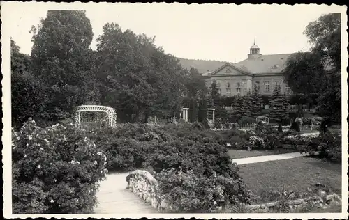 Foto Ak Bad Kissingen Unterfranken Bayern, Blick über den Garten auf das Jagdhaus