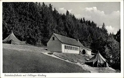 Ak Wirsberg im Frankenwald Bayern, Jugendheim, Blick auf das Unterkunftshaus mit Zeltlager, Zelte