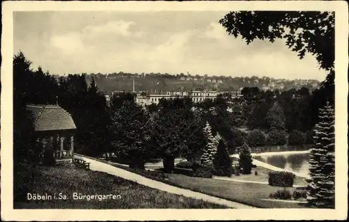 Ak Döbeln in Mittelsachsen, Blick auf den Bürgergarten, See, Spazierweg
