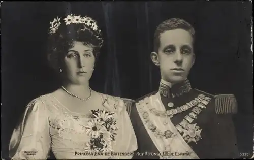 Ak Rey Alfonso XIII, König Alfons XIII. von Spanien, Princesa Ena, Victoria Eugénie von Battenberg