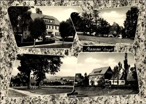 Ak Nassau Frauenstein im Erzgebirge, Gemeindeamt, Altes Forsthaus, Schule