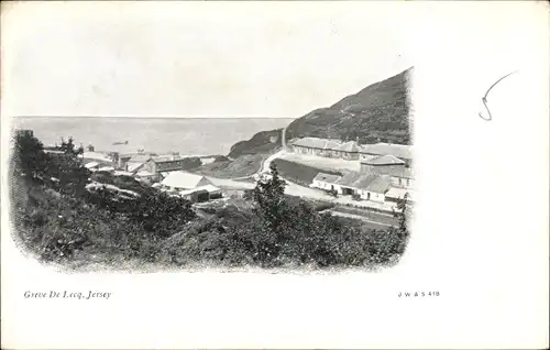 Ak Jersey Kanalinseln, Grève de Lecq, Panorama vom Ort