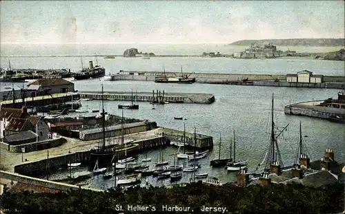 Ak Saint Helier Jersey Kanalinseln, View of the Harbour, Blick auf den Hafen