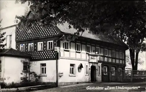 Ak Jonsdorf in Sachsen, Partie an der Gaststätte zum Lindengarten