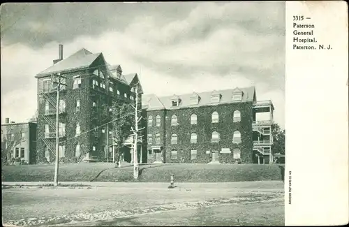 Ak Paterson New Jersey USA, View of the General Hospital, Blick auf das Krankenhaus
