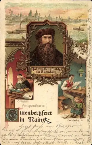 Litho Mainz in Rheinland Pfalz, Gutenbergfeier, Johannes Gutenberg