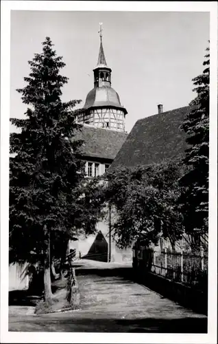 Foto Ak Backnang im Rems Murr Kreis, Partie im Ort, Glockenturm