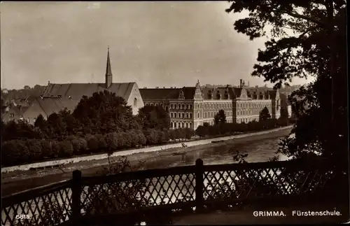 Ak Grimma in Sachsen, Blick auf die Mulde und Fürstenschule 