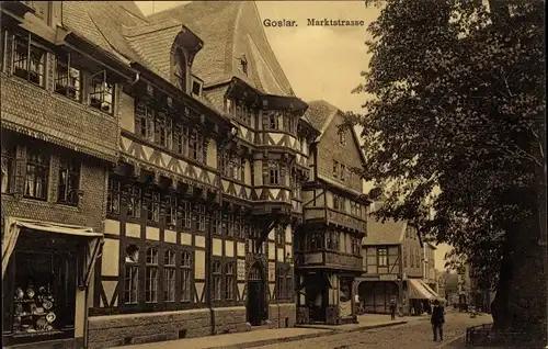 Ak Goslar in Niedersachsen, Partie an der Markststraße