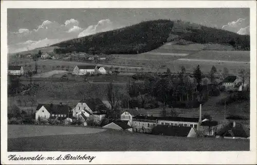 Ak Hainewalde Großschönau im Kreis Görlitz, Blick über den Ort auf den Breiteberg 