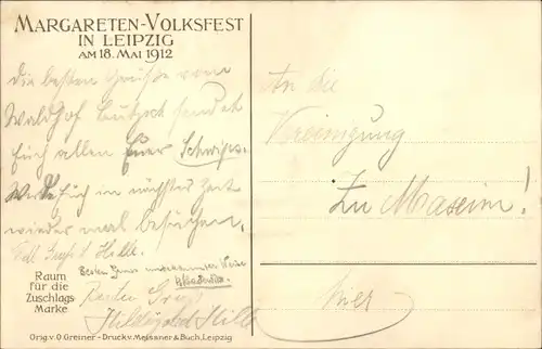 Künstler Ak Leipzig in Sachsen, Mädchen mit Blumenkranz und Strauß, Margareten Volksfest 18.Mai 1912