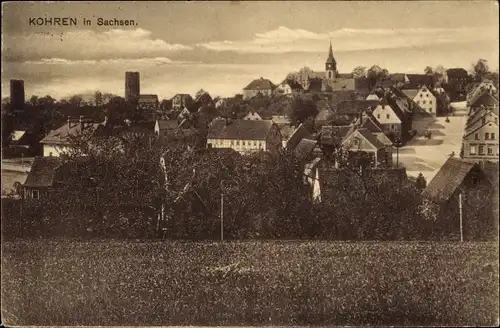 Ak Kohren Sahlis in Sachsen, Blick über Wiesen auf die Ortschaft