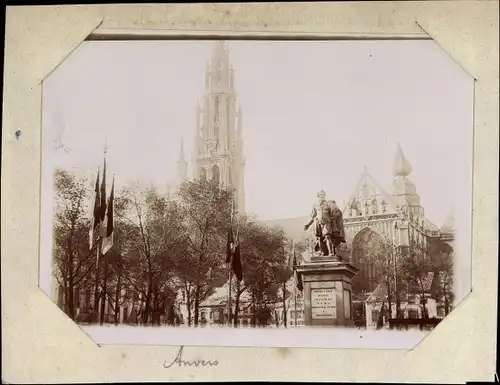 Foto Antwerpen Anvers Flandern, Petro Paulo Rubens Denkmal, Kathedrale