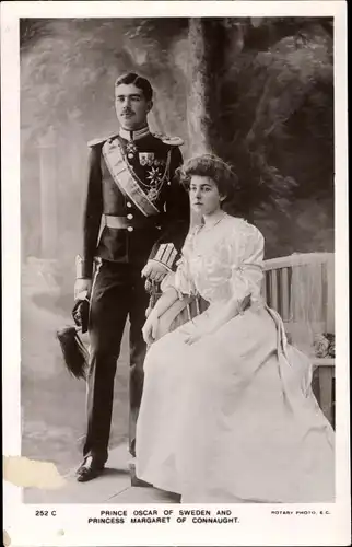 Ak Kronprinzenpaar von Schweden, Gustav Adolf, Margaret of Connaught