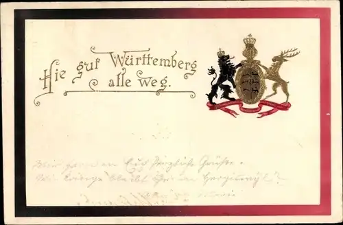 Präge Ak Hie gut Württemberg alle weg, Wappen