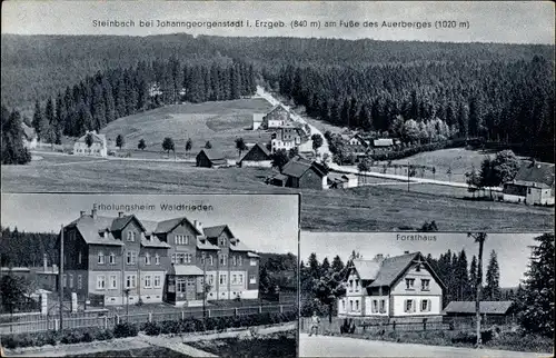 Ak Steinbach Johanngeorgenstadt im Erzgebirge, Stadtansichten, Panorama, Erholungsheim, Forsthaus