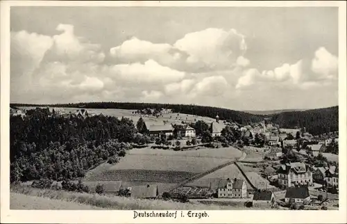 Ak Deutschneudorf im Erzgebirge, Blick zum Ort mit Umgebung