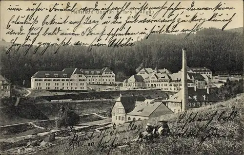 Ak Isny im Allgäu Baden Württemberg, Heilstätte Überruh, Panorama vom Ort