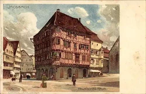 Künstler Litho Mutter, K., Mosbach im Neckar Odenwald Kreis, Palm'sches Haus, Straßenansicht