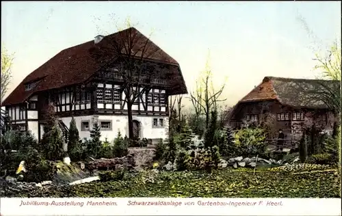 Ak Mannheim Baden Württemberg, Jubiläums Ausstellung 1907, Schwarzwaldanlage, Gartenbauer F. Keerl