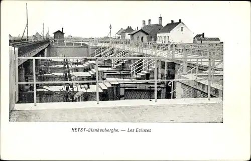 Ak Knokke Heist Westflandern, Les Ecluses, Blick auf die Schleuse