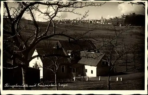 Ak Frauenstein im Erzgebirge, Blick über die Ringelmühle auf die Ortschaft