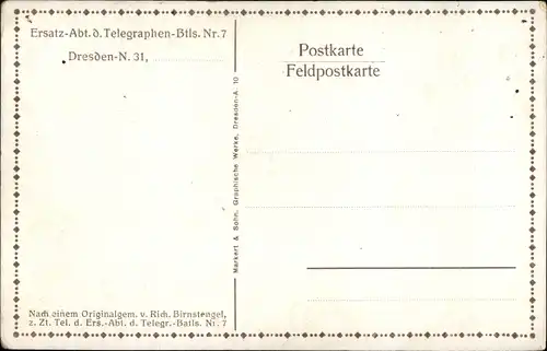 Künstler Ak Dresden Neustadt, Ersatz Abt. des Telegraphen Batl Nr 17, Zeppelin, Kaserne