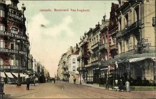 Ak Ostende Westflandern, Boulevard Van Iseghem, Straßenpartie