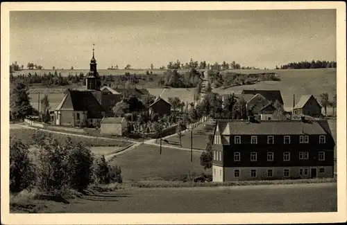 Ak Schellerhau Altenberg im Erzgebirge, Teilansicht von der Ortschaft mit Kirche