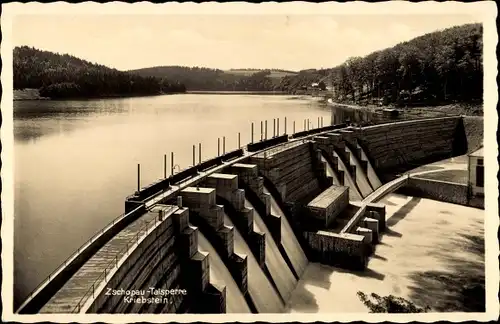 Ak Kriebstein Mittelsachsen, Partie an der Zschopau Talsperre