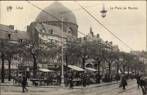Ak Liège Lüttich Wallonien, La Place du Marché, Marktplatz