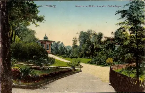Ak Freiberg im Kreis Mittelsachsen, Malerische Motive aus den Parkanlagen