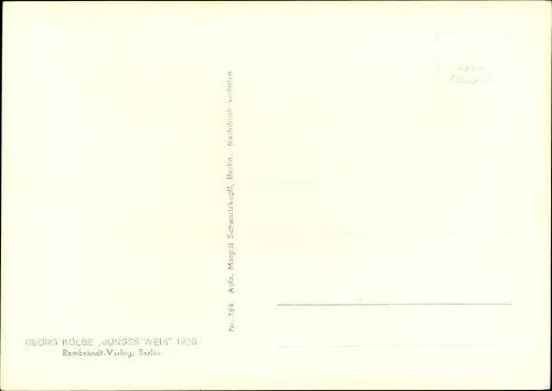 Ak Plastik von Georg Kolbe, Junges Weib, Frauenakt, erschaffen 1938