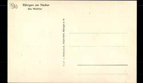 Künstler Ak Esslingen am Neckar Baden Württemberg, Das Wolfstor