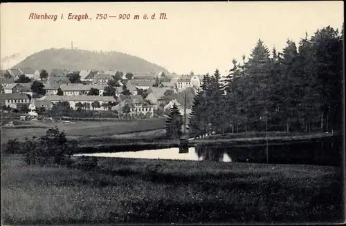 Ak Altenberg im Osterzgebirge, Blick auf Ortschaft und Umgebung, Flusspartie