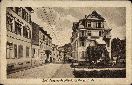 Ak Langenschwalbach Bad Schwalbach im Rheingau Taunus Kreis, Partie an der Koblenzer Straße