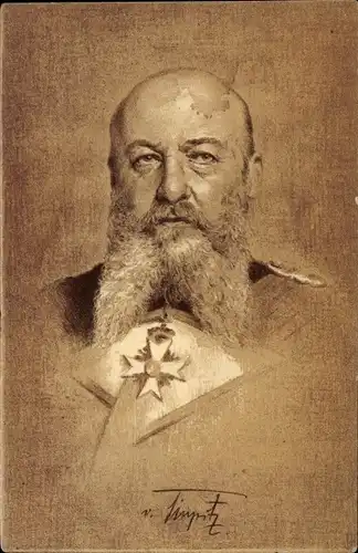 Künstler Ak Großadmiral Alfred von Tirpitz, Nachfolger Hollmanns, Portrait