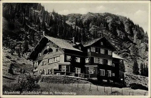 Ak Oberstdorf im Oberallgäu, Blick auf das Alpenhotel Schönblick auf der Alpe Schrattenwang