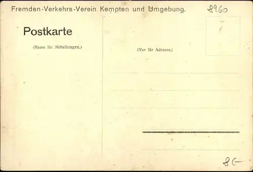 Künstler Ak Kempten im Allgäu Schwaben, Partie im Stadtpark, Pavillon, Kirchturm