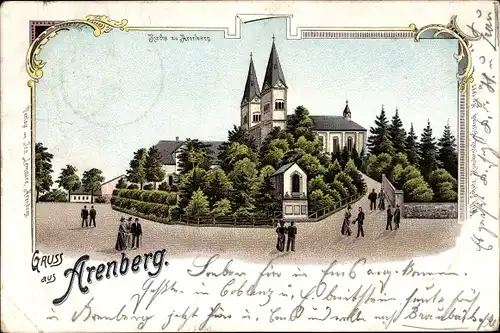 Litho Arenberg Koblenz in Rheinland Pfalz, Blick auf die Kirche