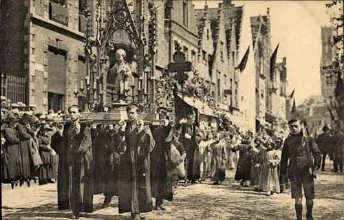 Ak Bruges Brügge Flandern Westflandern, Procession du Saint Sang, Prozession des Heiligen Blutes