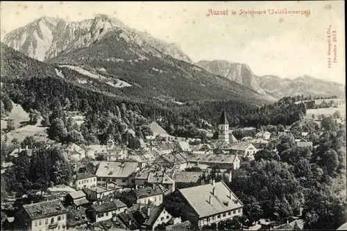 Ak Bad Aussee Steiermark Österreich, Blick über die Dächer der Stadt, Bergpanorama