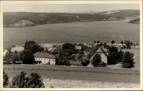 Ak Saalburg Ebersdorf in Thüringen, Blick auf den Stausee, Gebäude