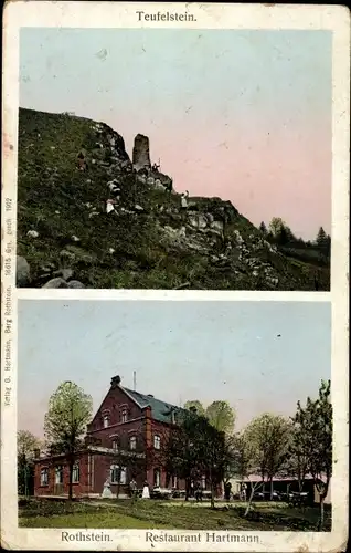 Ak Reichenbach in Sachsen, Teufelstein, Rothstein, Restaurant Hartmann