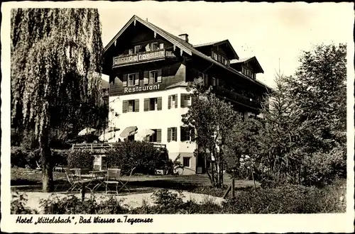 Ak Bad Wiessee im Kreis Miesbach Oberbayern, Hotel Wittelsbach, Außenansicht vom Garten