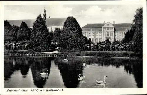 Ak Oliva Gdańsk Danzig, Schloss mit Goldfischteich